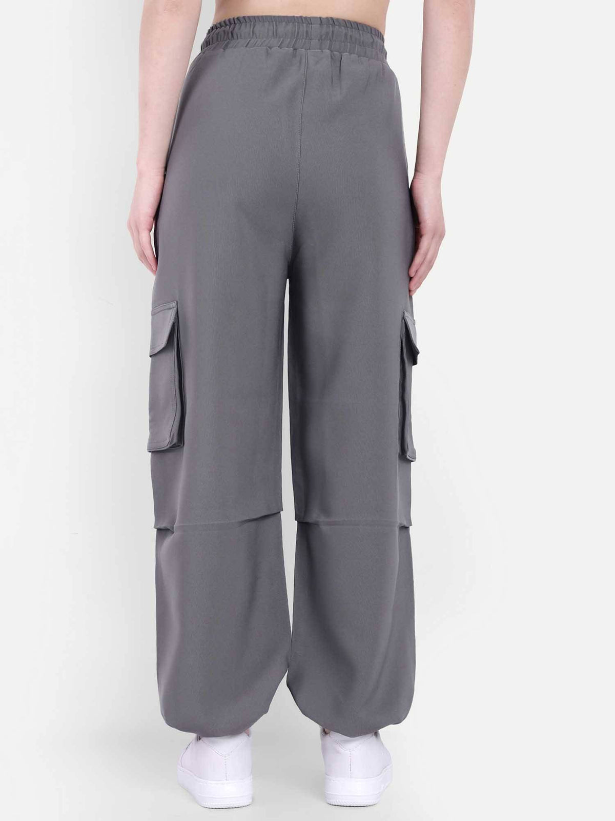 Women Dark Grey Color Baggy Fit Parachute Joggers | WJ89 - view 2