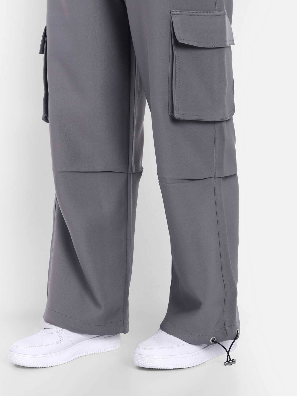 Women Dark Grey Color Baggy Fit Parachute Joggers | WJ89 - view 5