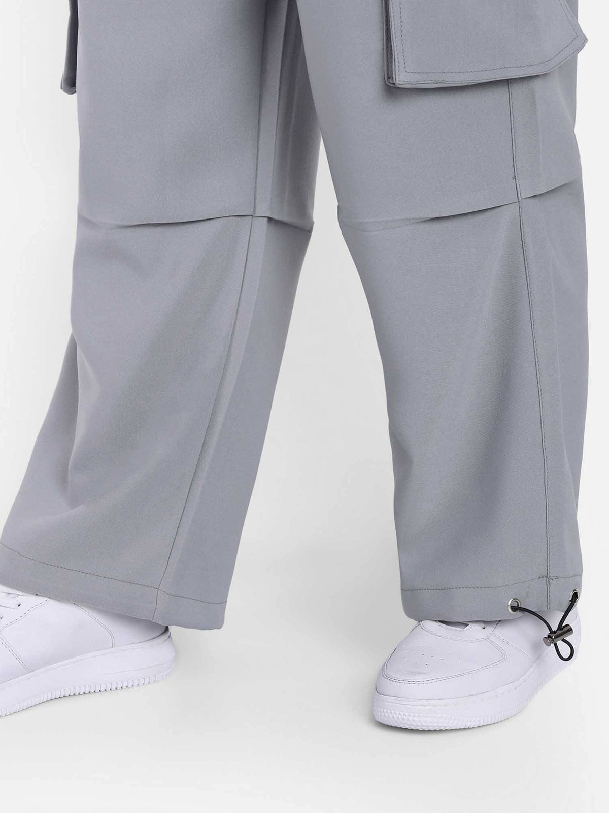 Women Light Grey Color Baggy Fit Parachute Joggers | WJ89 - view 3