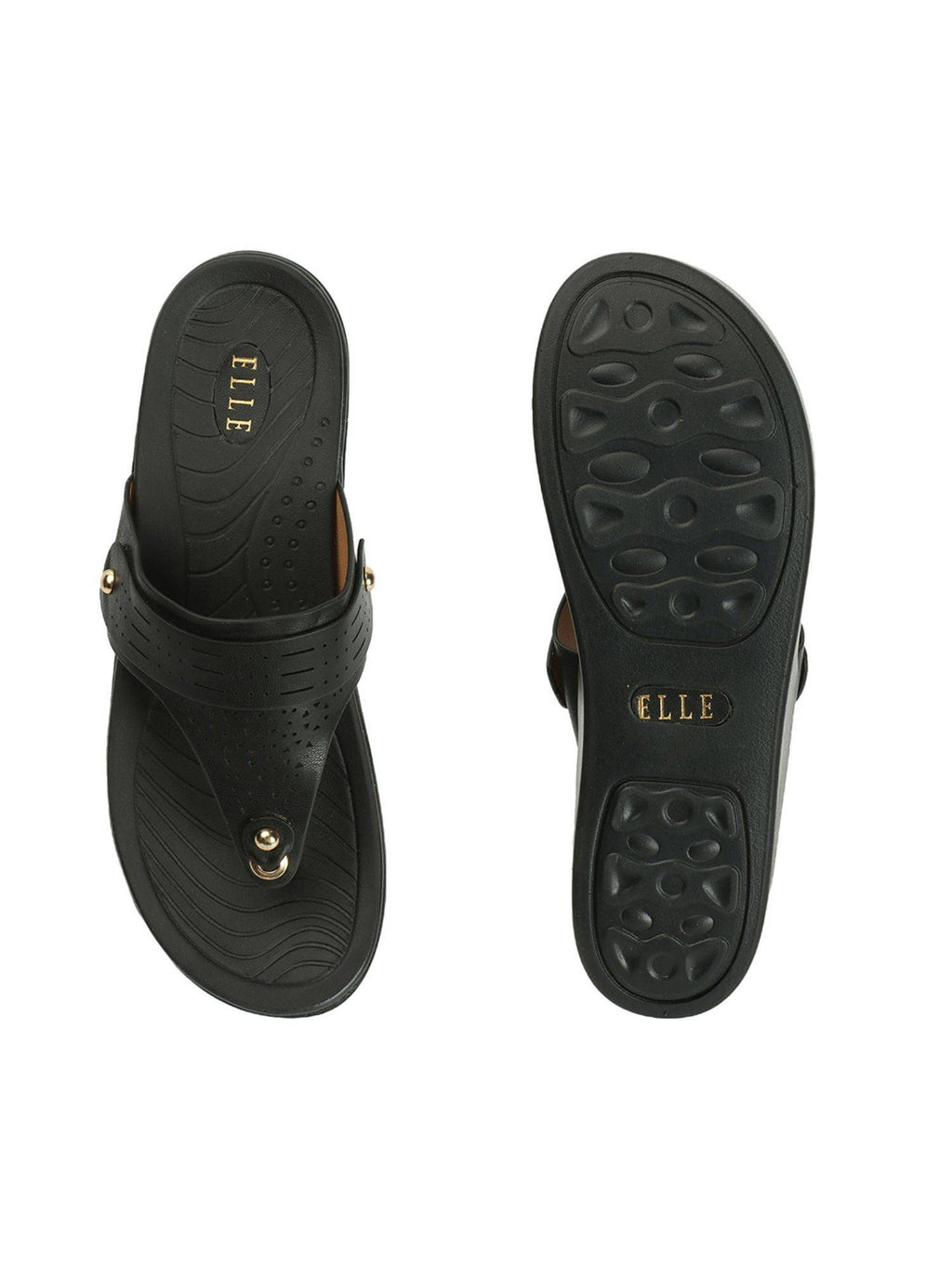 Black Slip On Laser Cut Comfortable Sandal | SD89 - view 6