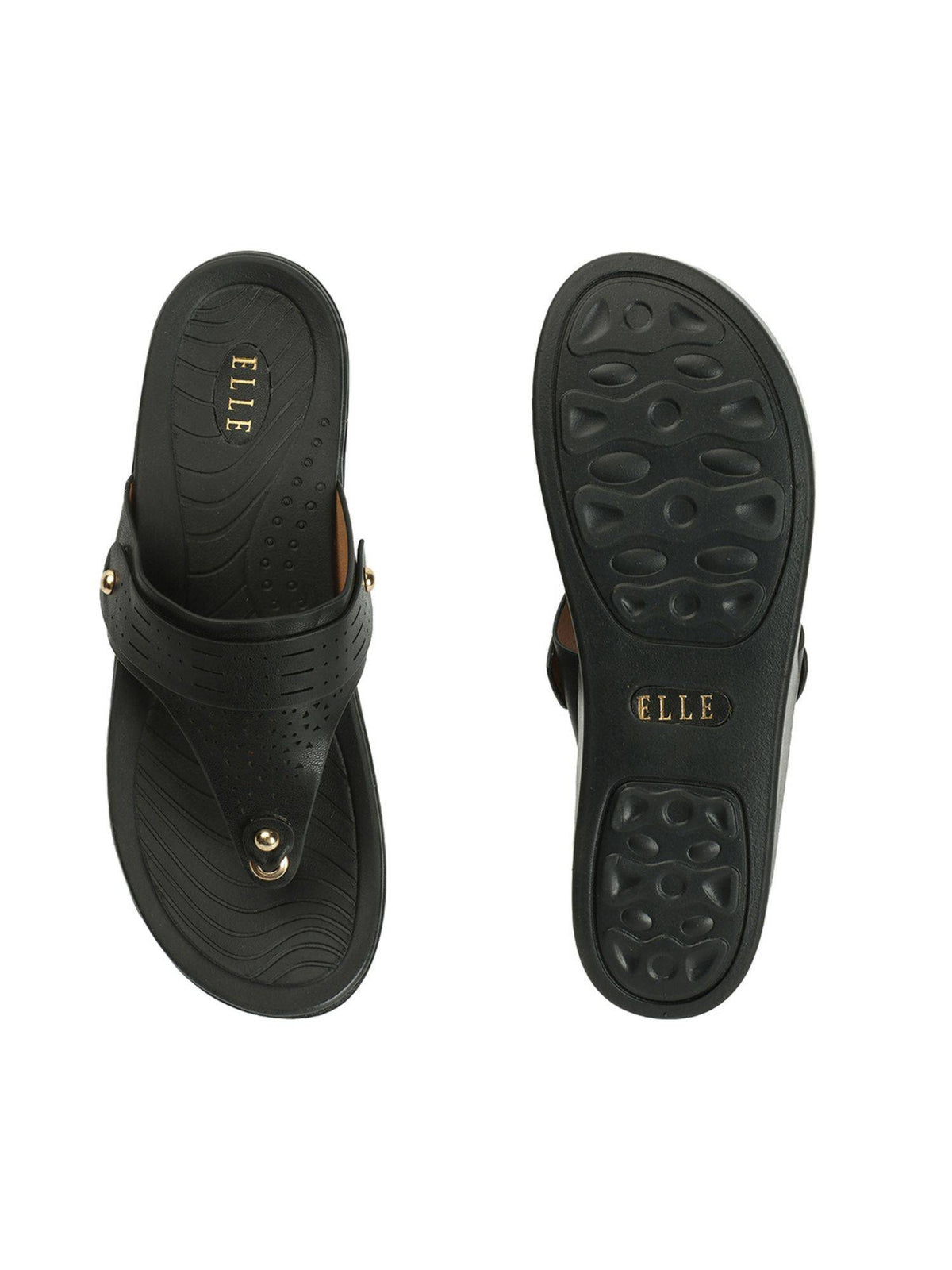Black Slip On Laser Cut Comfortable Sandal | SD89 - view 6