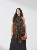 Brown Leopard Print Sheer Halter Top | HT67 - view 1