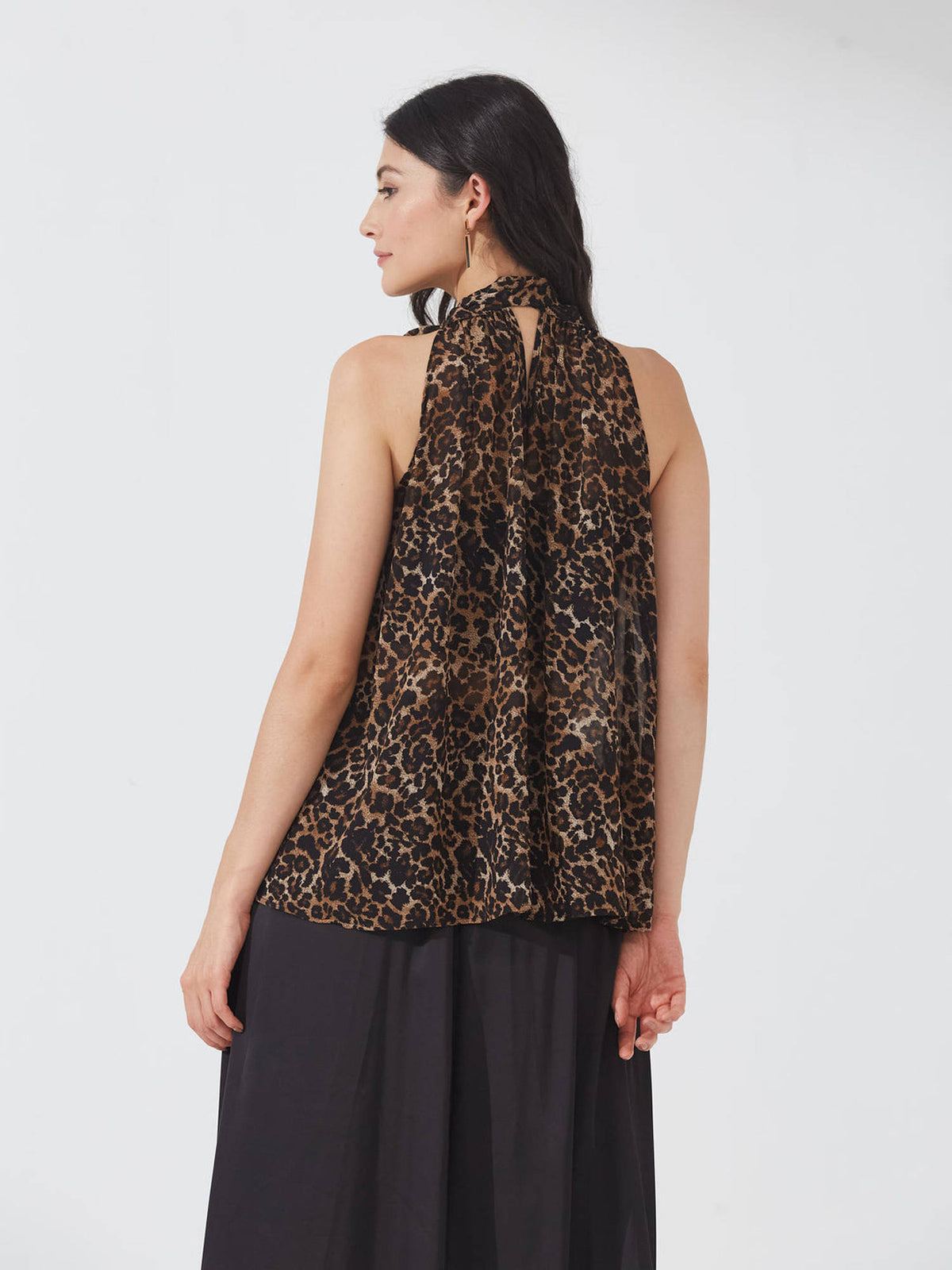 Brown Leopard Print Sheer Halter Top | HT67 - view 2