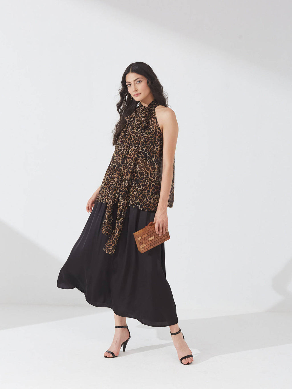 Brown Leopard Print Sheer Halter Top | HT67 - view 5