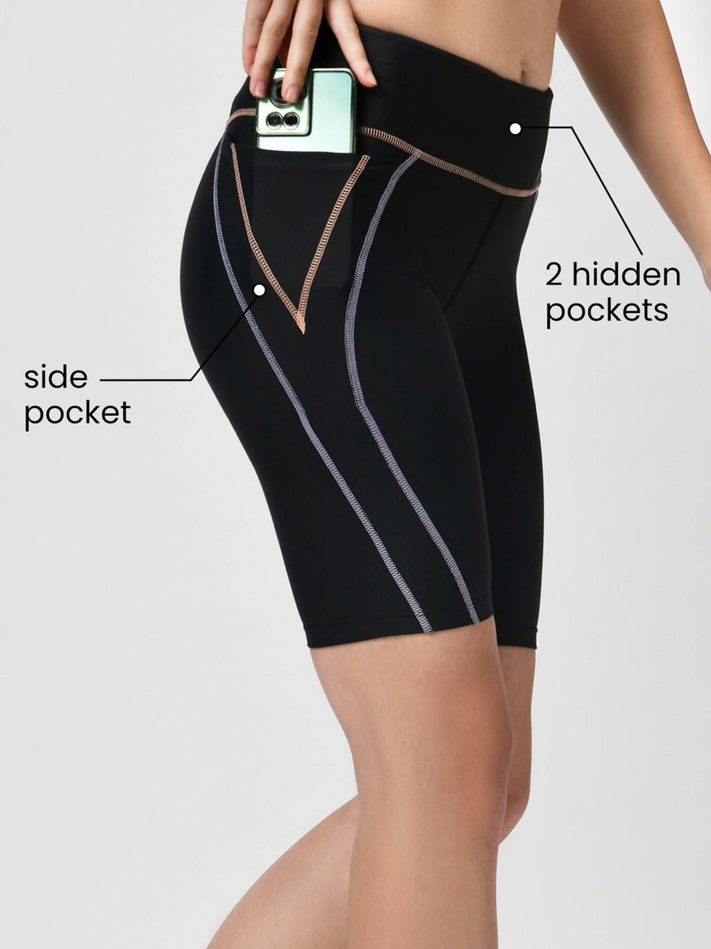 Tic Tac Cycling Shorts With Pockets Twilight Black - view 2