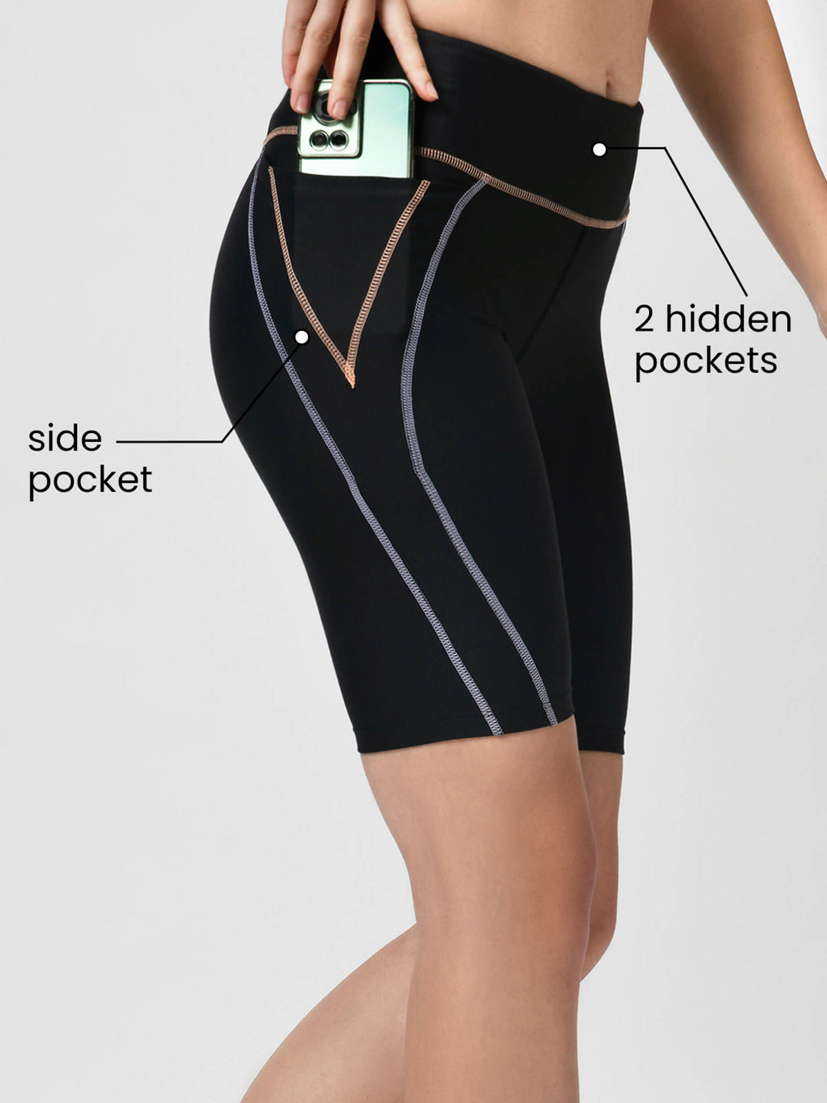 Tic Tac Cycling Shorts With Pockets Twilight Black - view 2