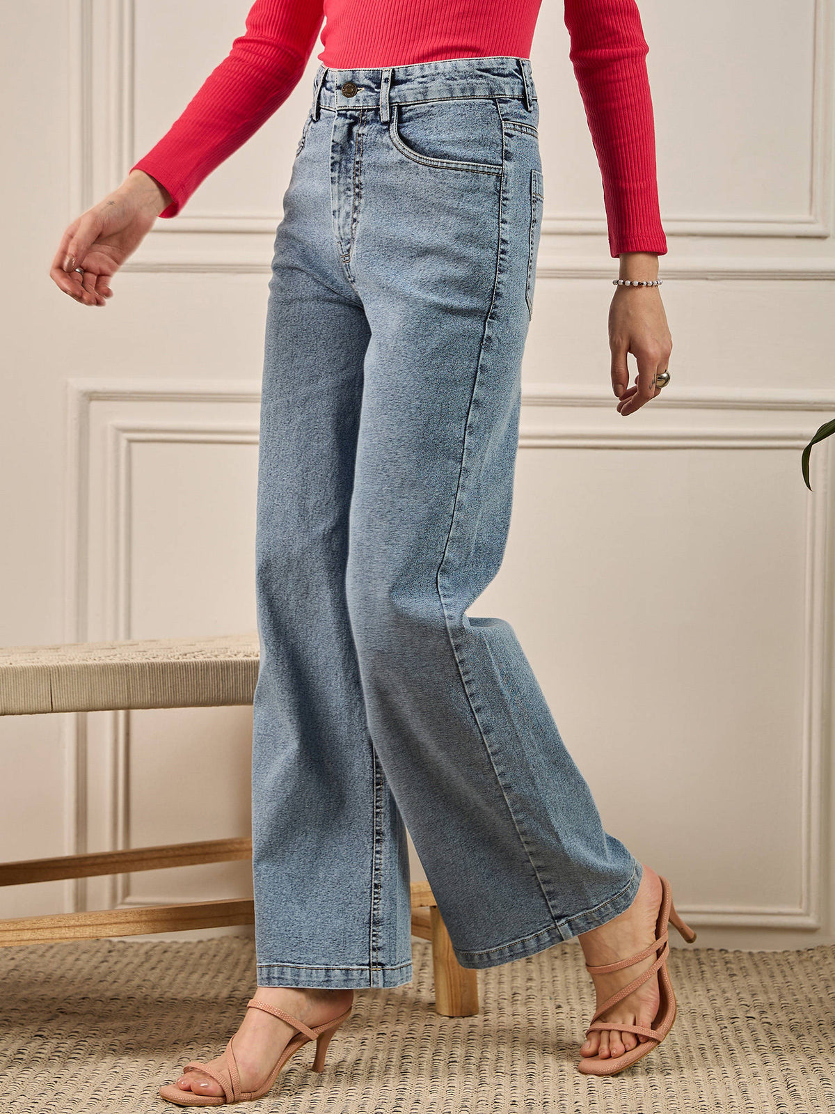 Light Blue Wash Straight Fit Jeans | ST23 - view 3