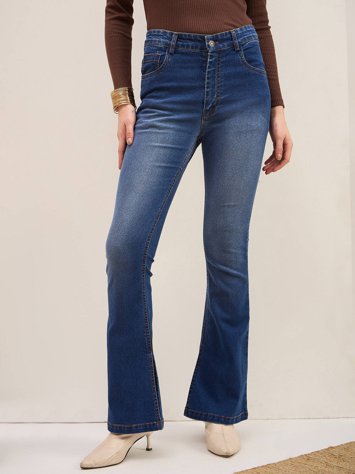 Blue Wash Denim Bellbottom Jeans | BT10 - view 1