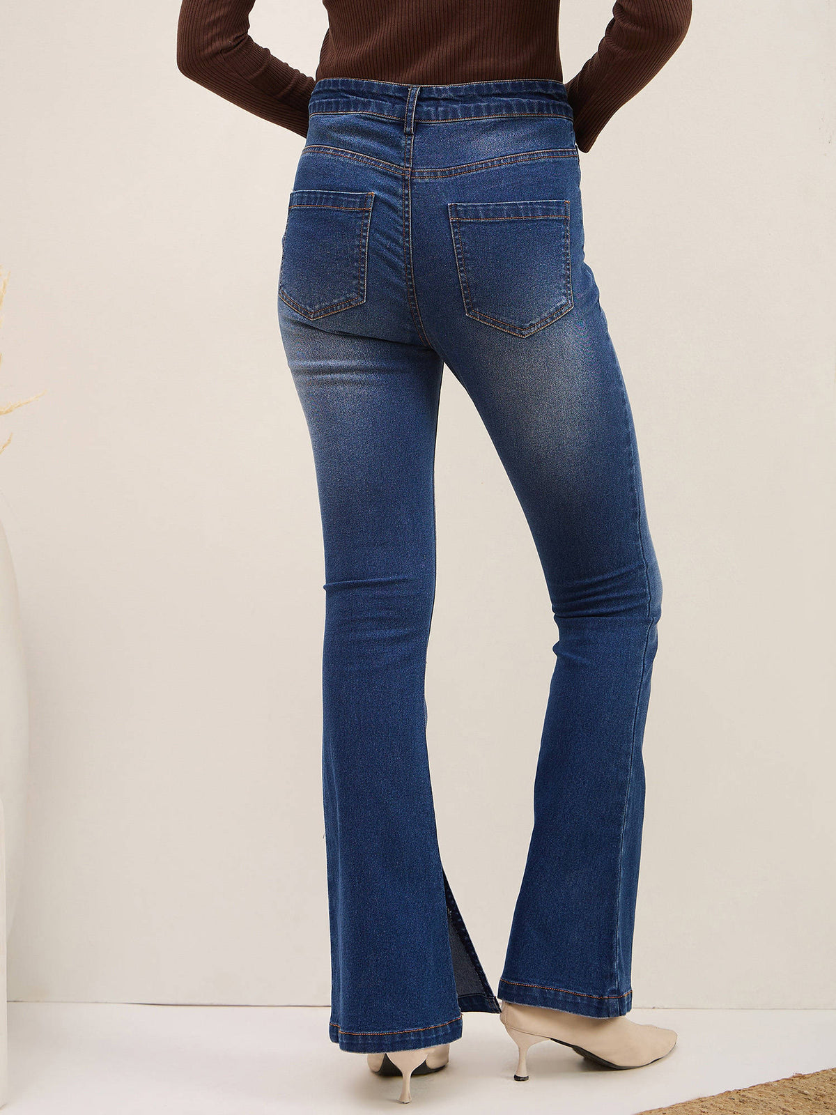Blue Wash Denim Bellbottom Jeans | BT10 - view 2