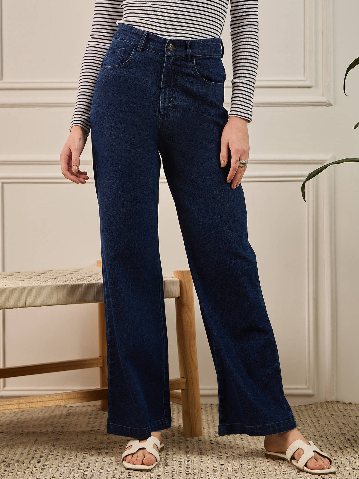 Navy Blue Denim Straight Fit Jeans | ST23 - view 1
