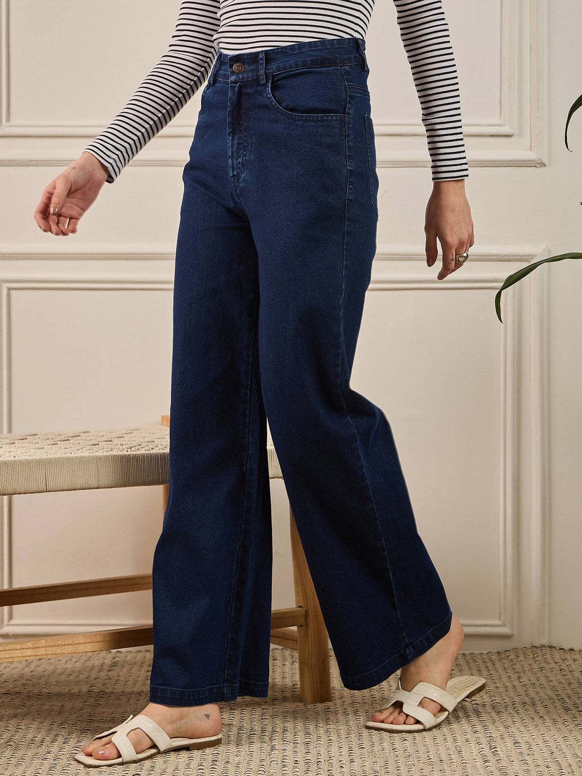 Navy Blue Denim Straight Fit Jeans | ST23 - view 3