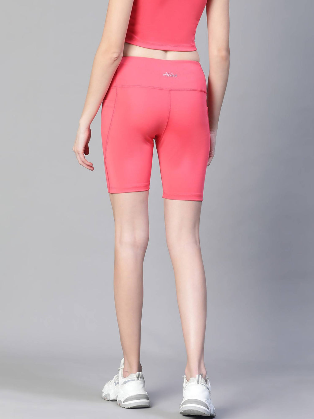 Women Pink Mid Waist Fitness Shorts - view 3
