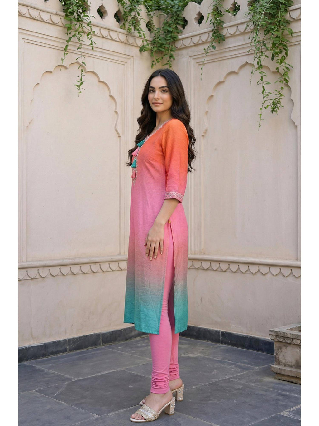 Women's Multicolor Ombre Rayon Blend Straight Kurta | KDG - view 3
