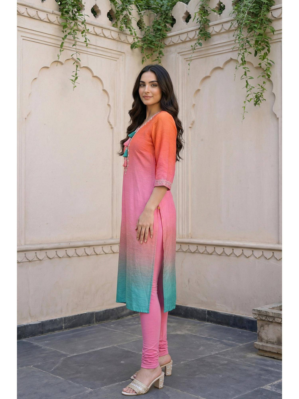 Women's Multicolor Ombre Rayon Blend Straight Kurta | KDG - view 3