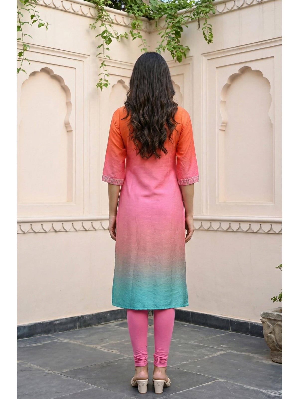 Women's Multicolor Ombre Rayon Blend Straight Kurta | FY93 - view 4