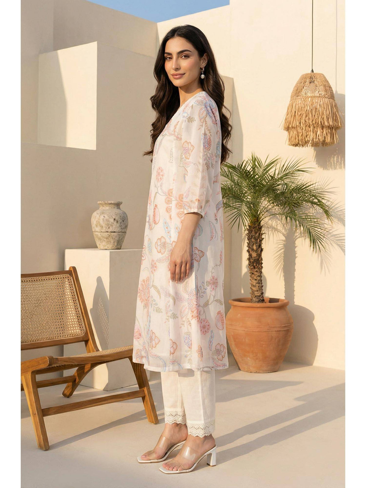 Off-White Schiffilyfloral Straight Kurta | KDG - view 6