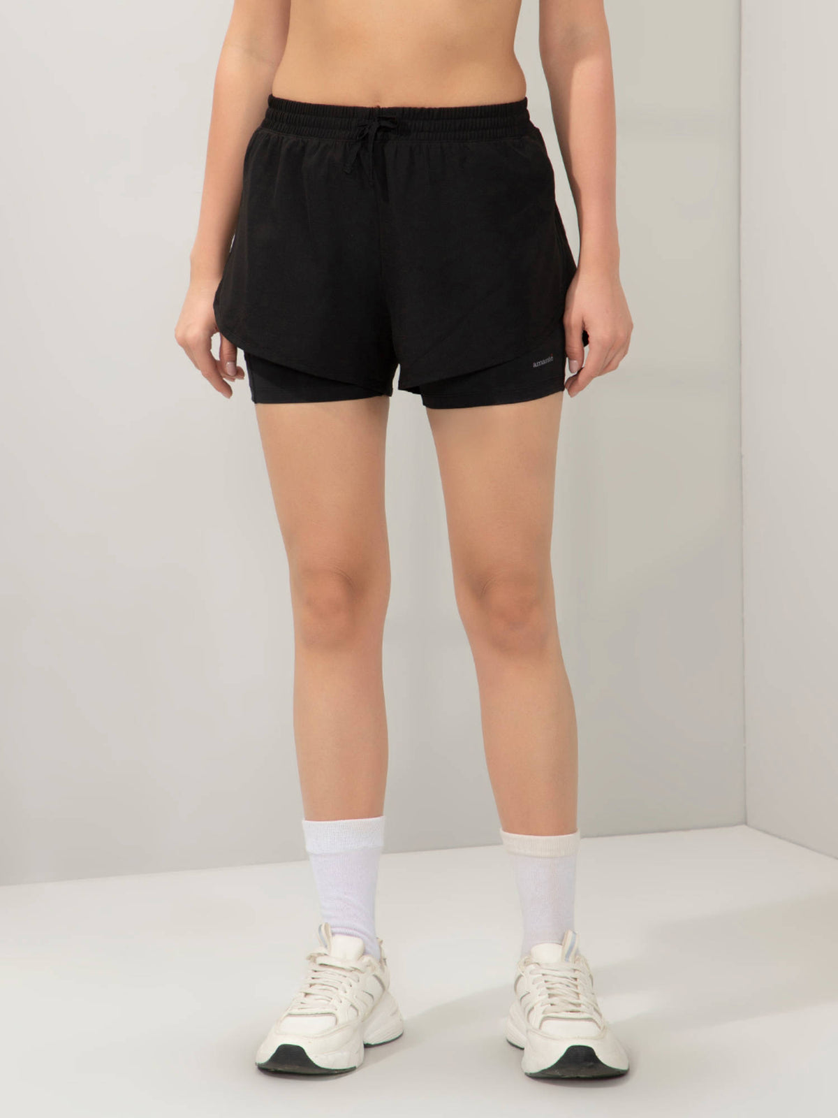 Women Teal Relaxed Fit Double Layered Active Shorts - view 19