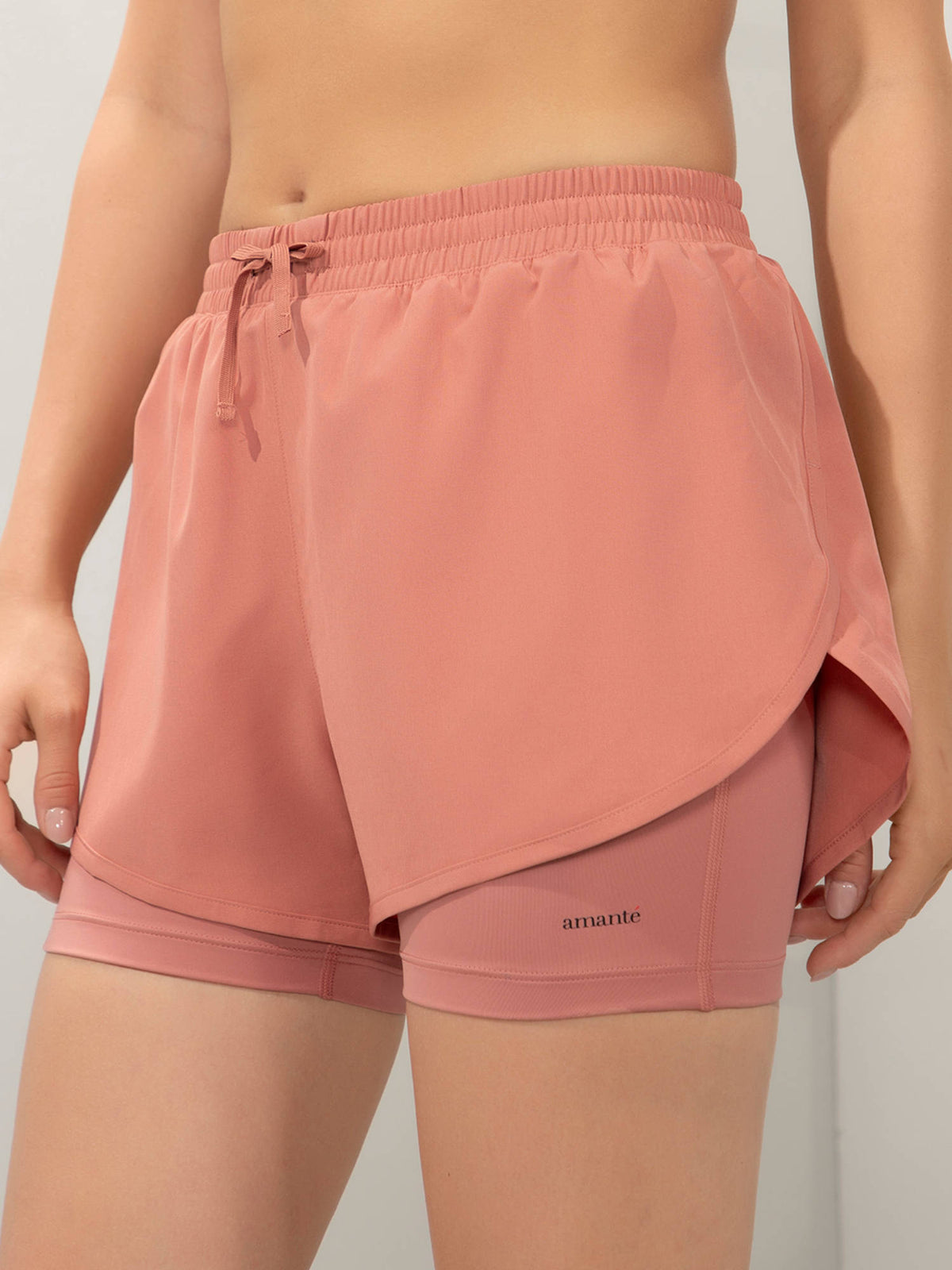Women Peach Relaxed Fit Double Layered Active Shorts - view 5