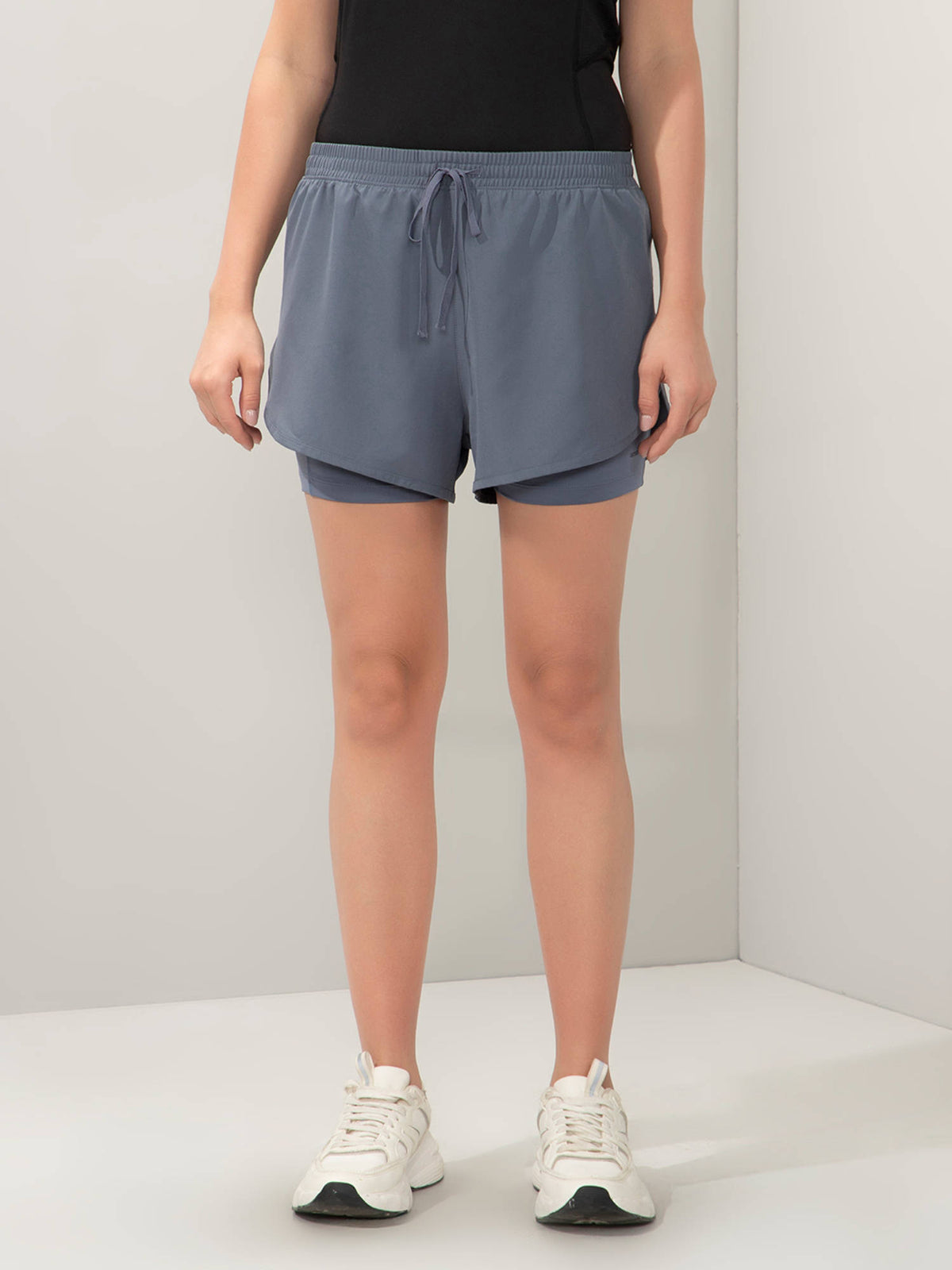 Women Teal Relaxed Fit Double Layered Active Shorts - view 7