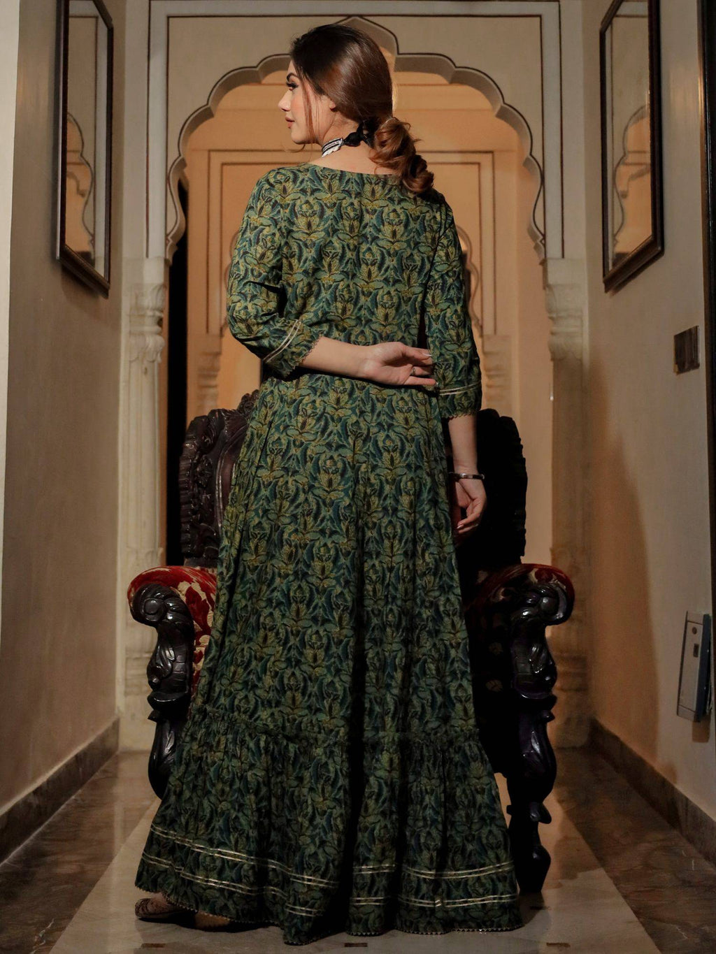Dark Green Anarkali Kurta | FY93 - view 9
