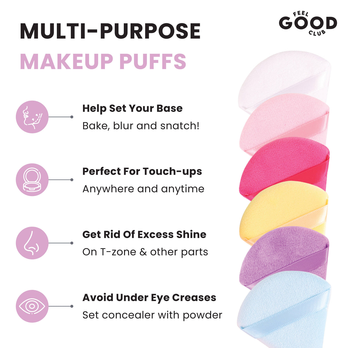 Makeup Munchies- 6 Full-sized Pizza Powder Beauty Puffs In A Box Case (Mixed Colours) | C83 - view 3