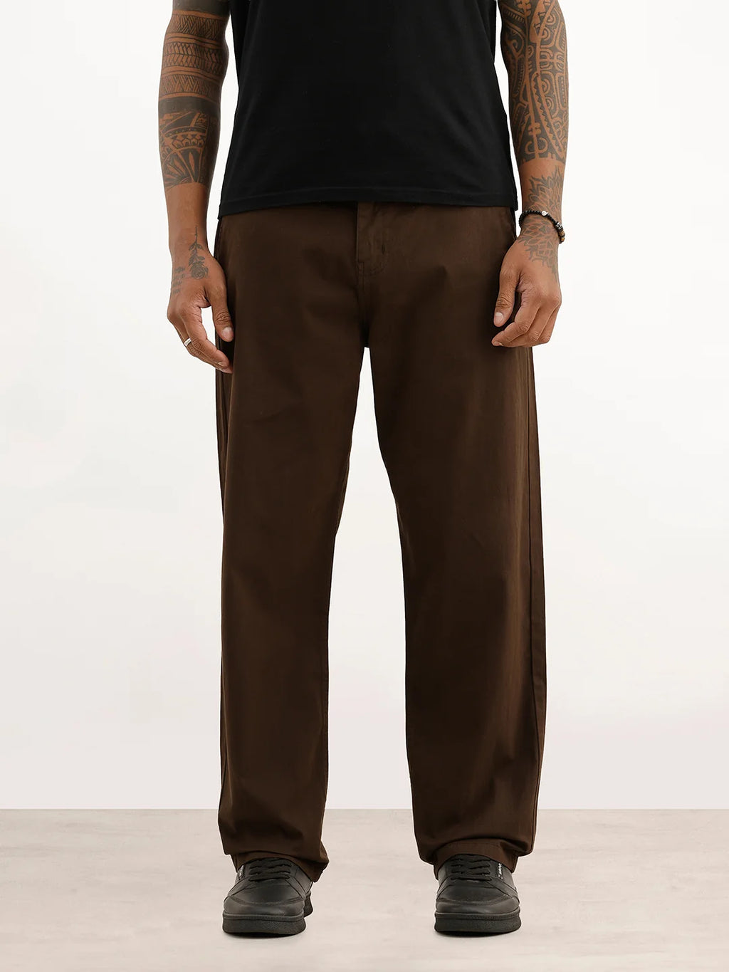 Solid Loose Fit Trouser | Brown