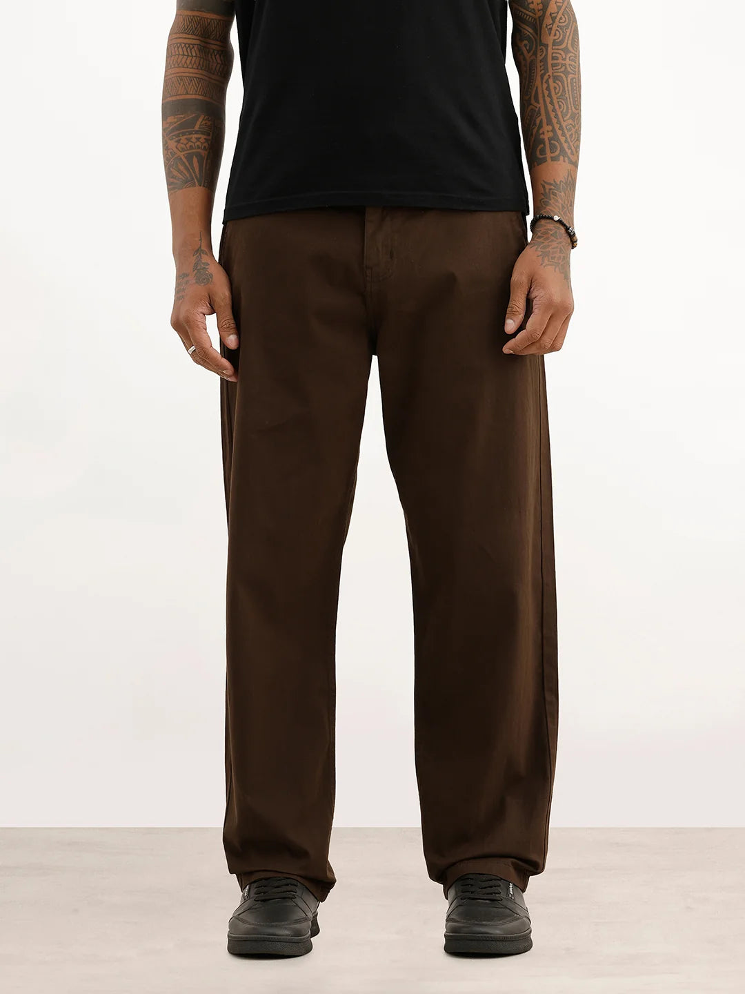 Solid Loose Fit Trouser | Brown