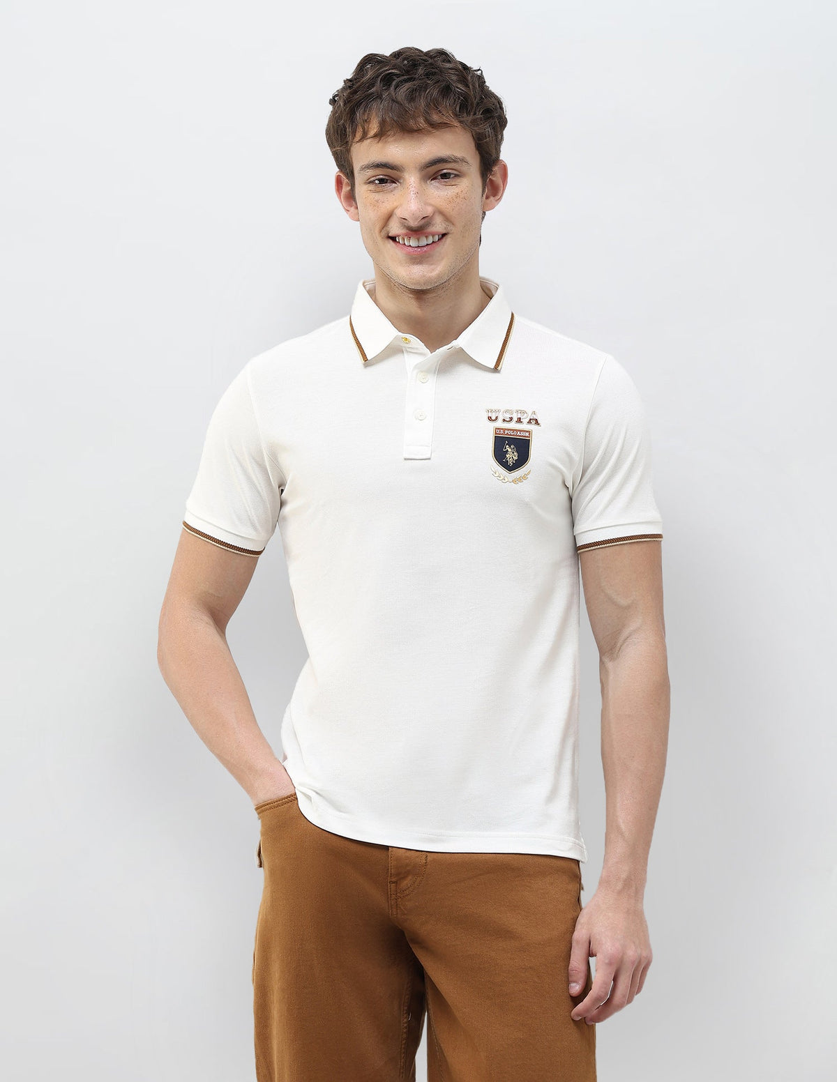 Solid Regular Fit Polo Shirt USP0