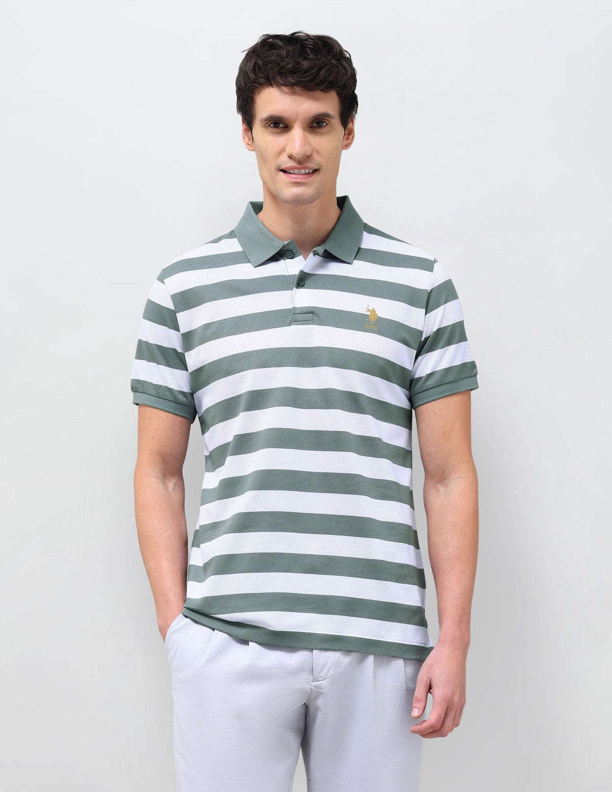 Horizontal Striped Slim Fit Polo Shirt USP0