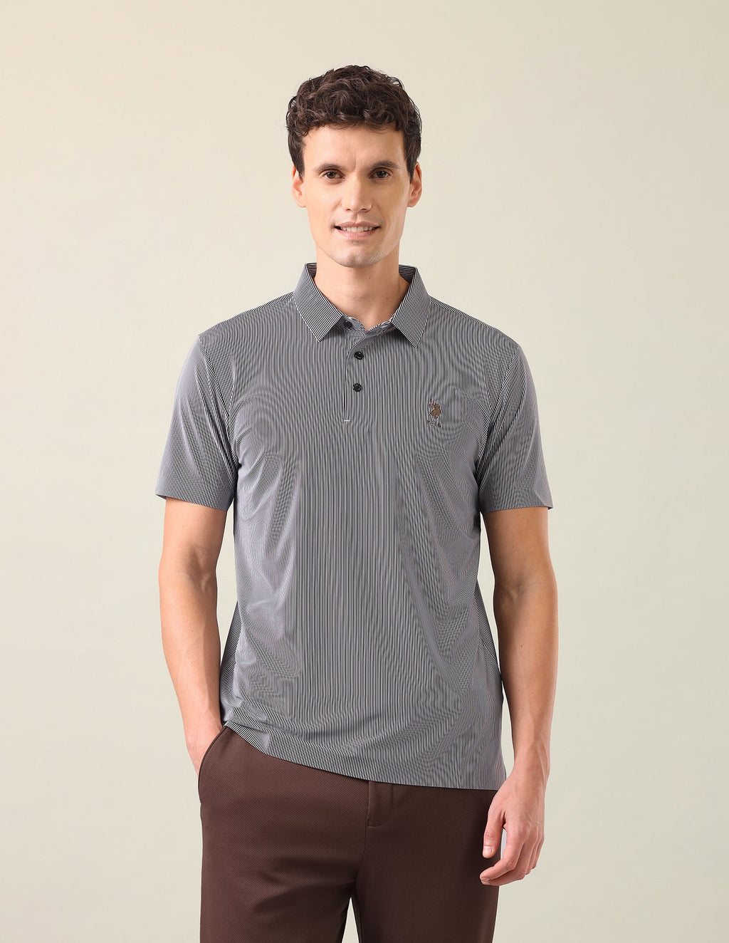 Vertical Striped Slim Fit Polo Shirt USP0