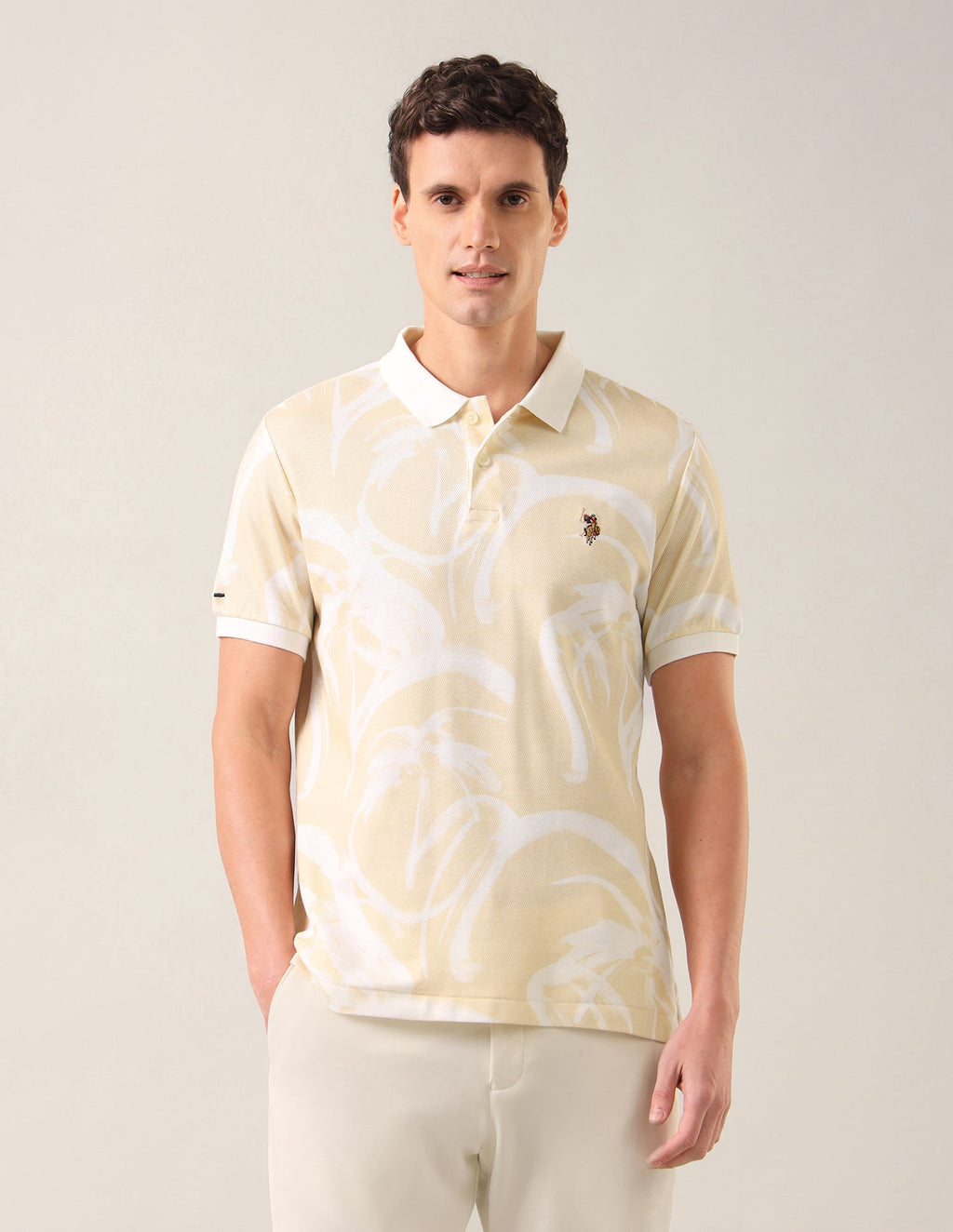 Abstract Printed Slim Fit Polo Shirt USP0