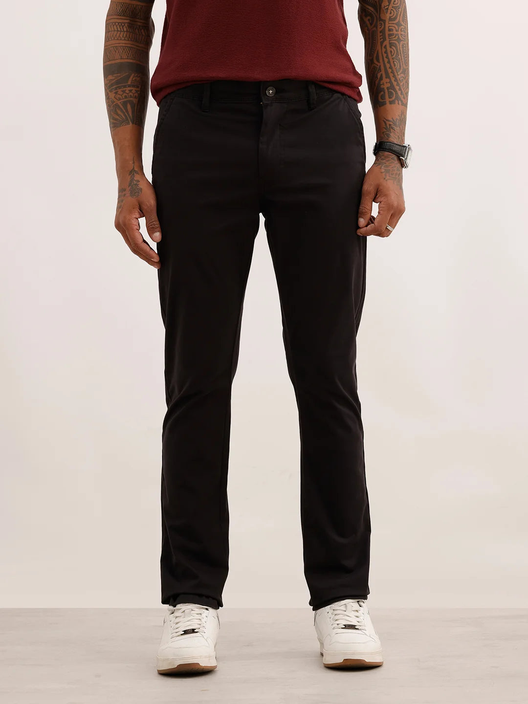 Classic Solid Slim Fit Trouser | Black