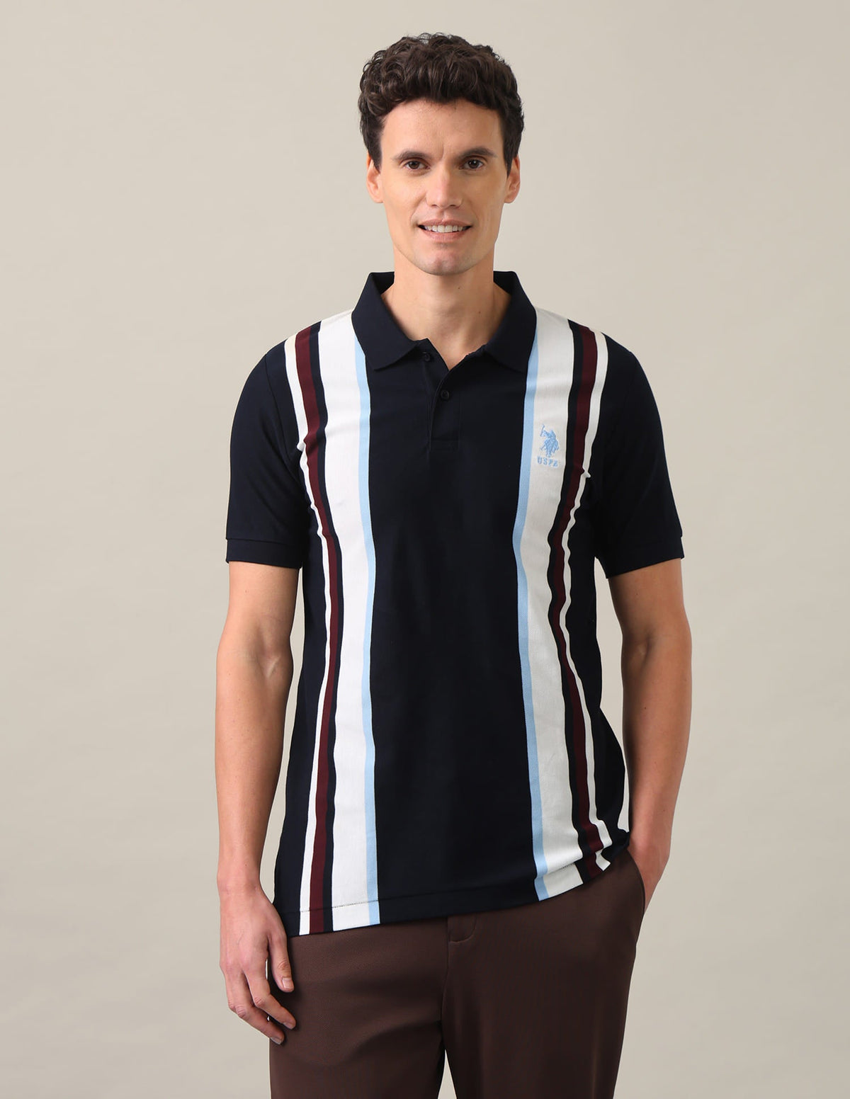 Vertical Striped Slim Fit Polo Shirt USP0