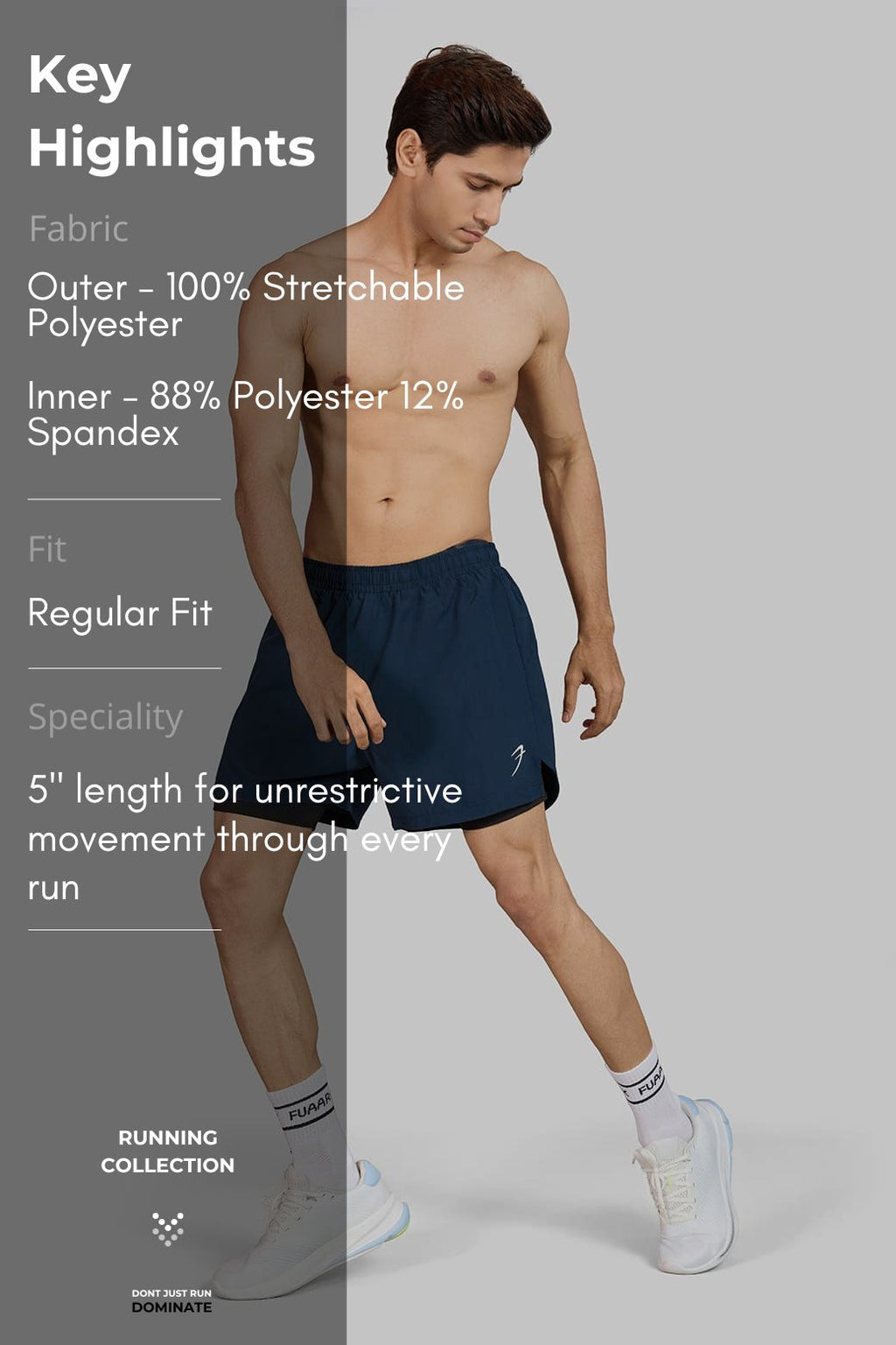 Hyper 5" Running Shorts Navy