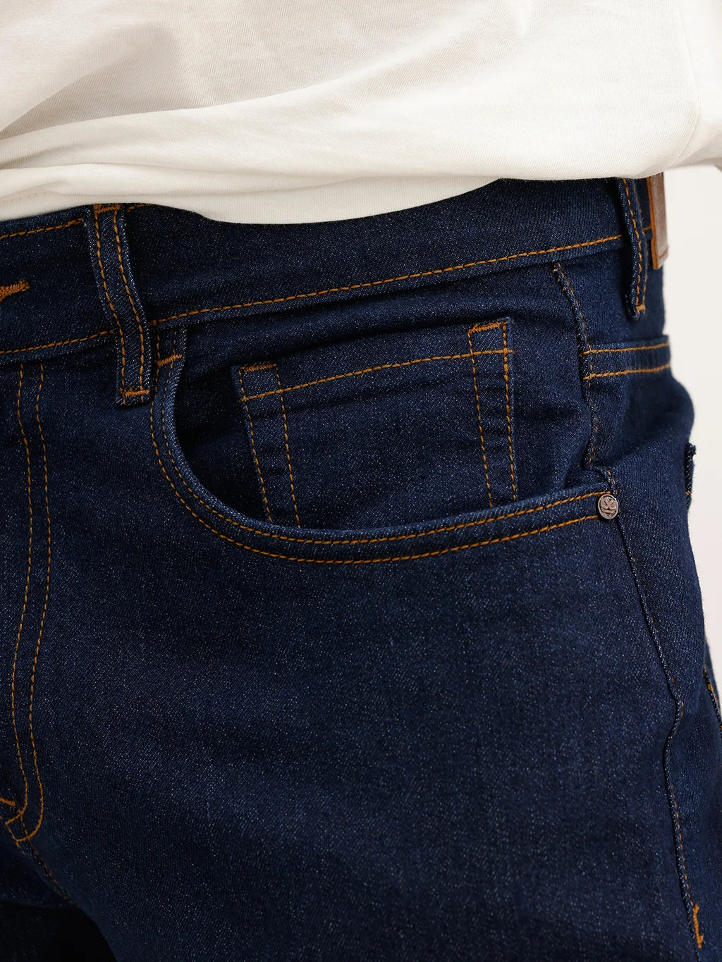 Solid Slim Fit Denim Jeans | Dark Blue