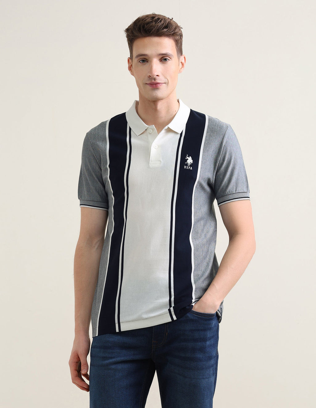 Colourblocked Slim Fit Polo Shirt USP0