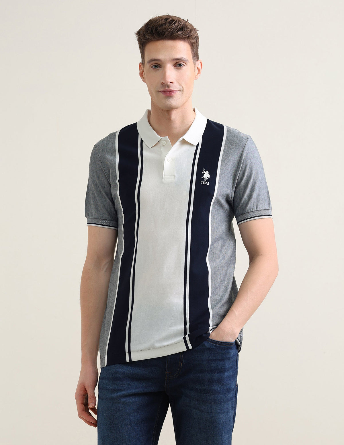 Colourblocked Slim Fit Polo Shirt USP0