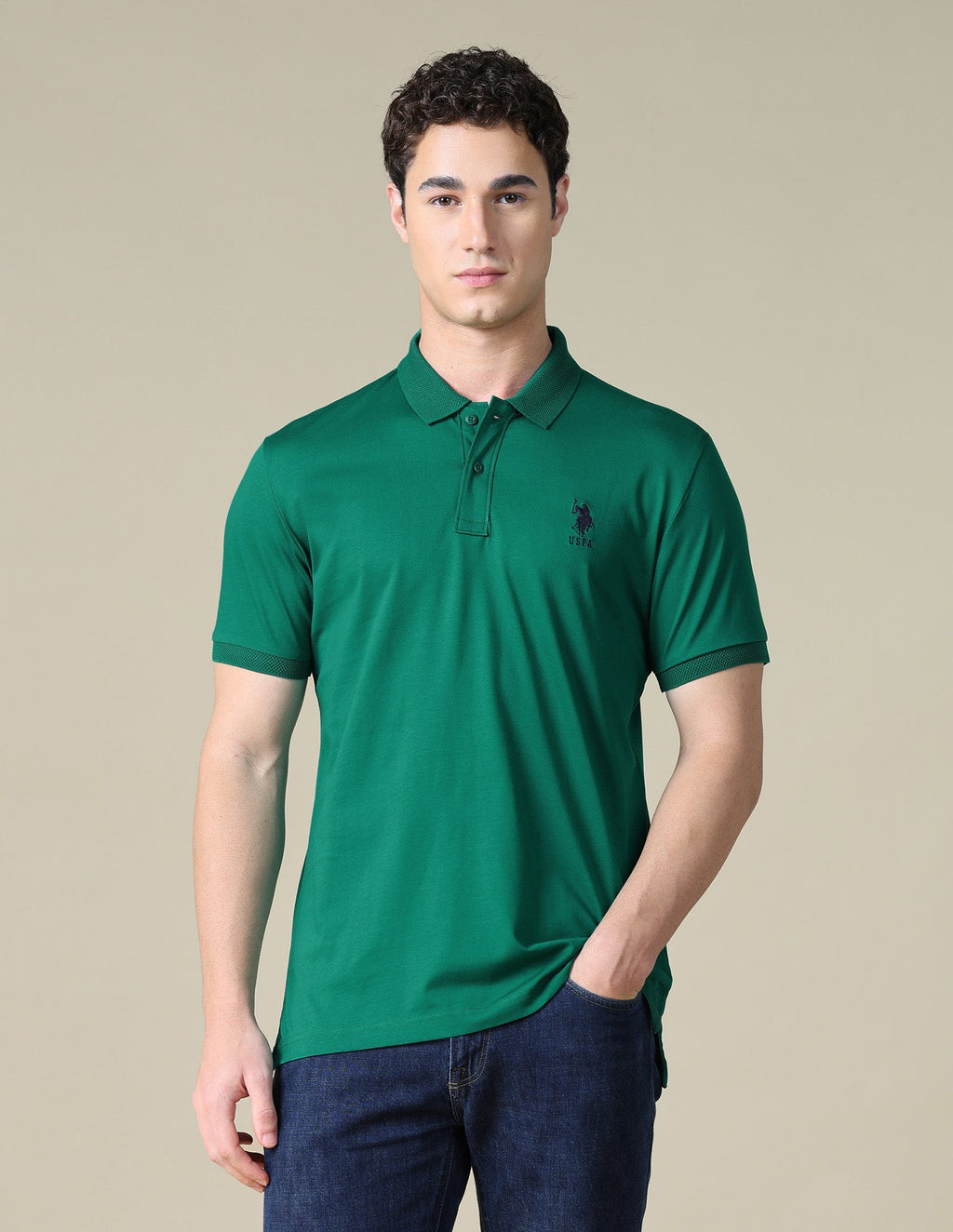 Solid Regular Fit Polo Shirt USP0
