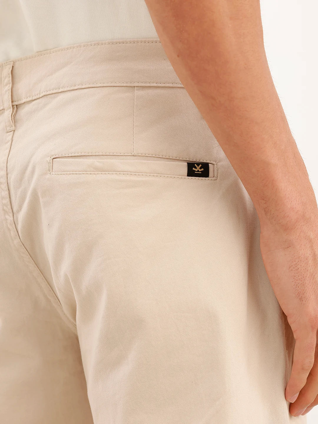 Solid Straight Fit Cargo Trouser | Beige
