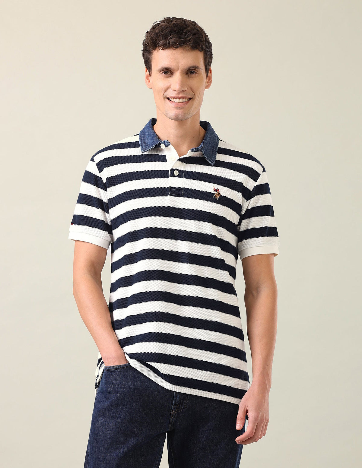 Horizontal Striped Slim Fit Polo Shirt USP0