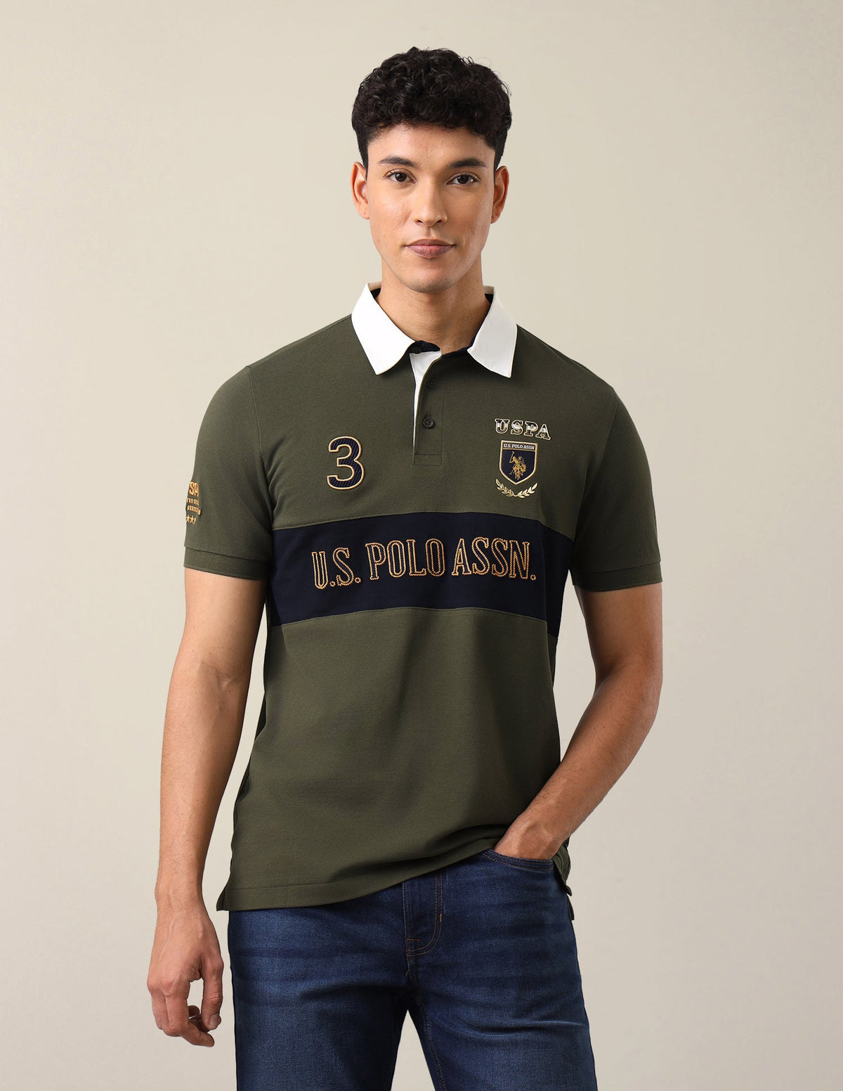 Brand Embroidered Slim Fit Polo Shirt USP0