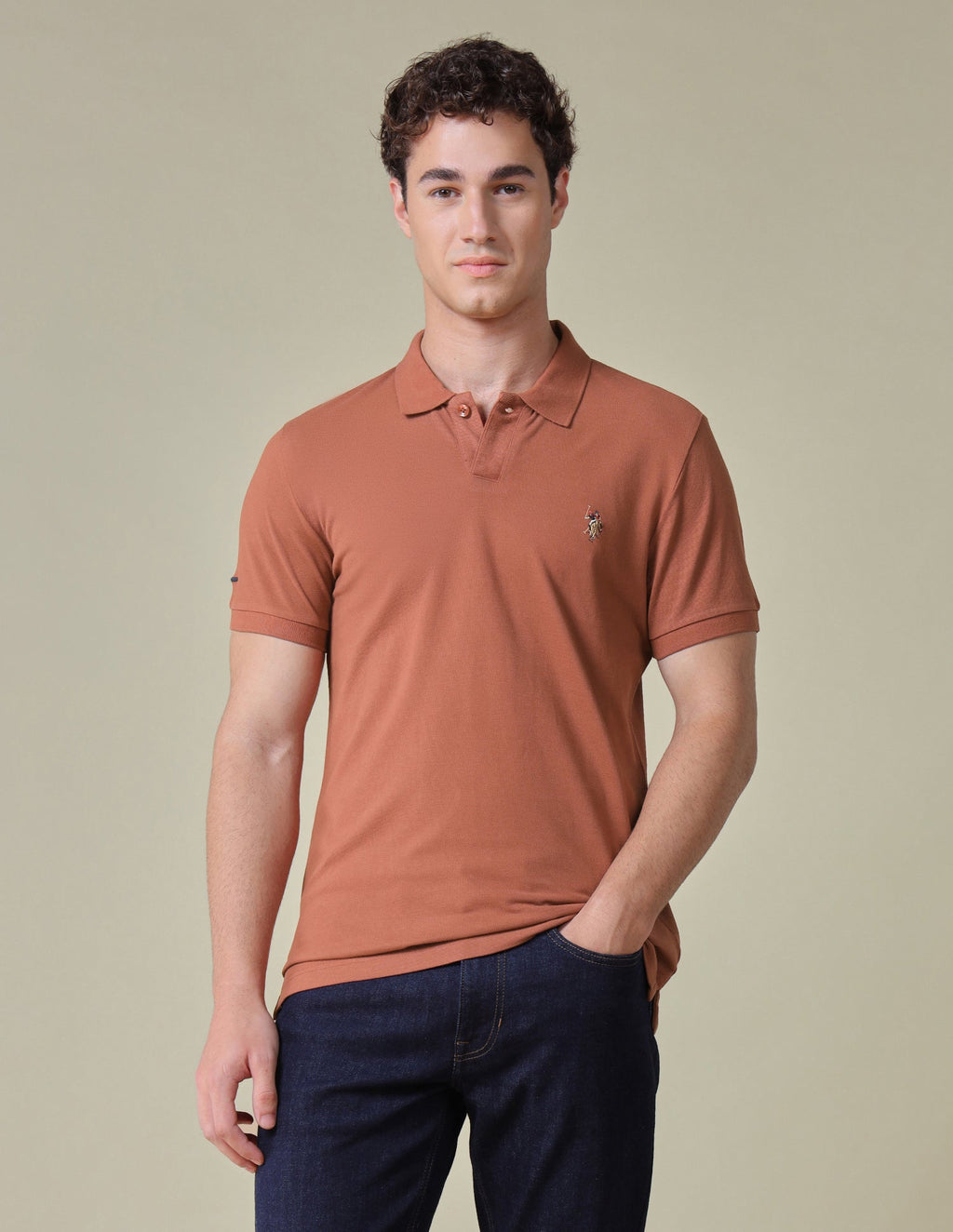 Solid Regular Fit Polo Shirt USP0