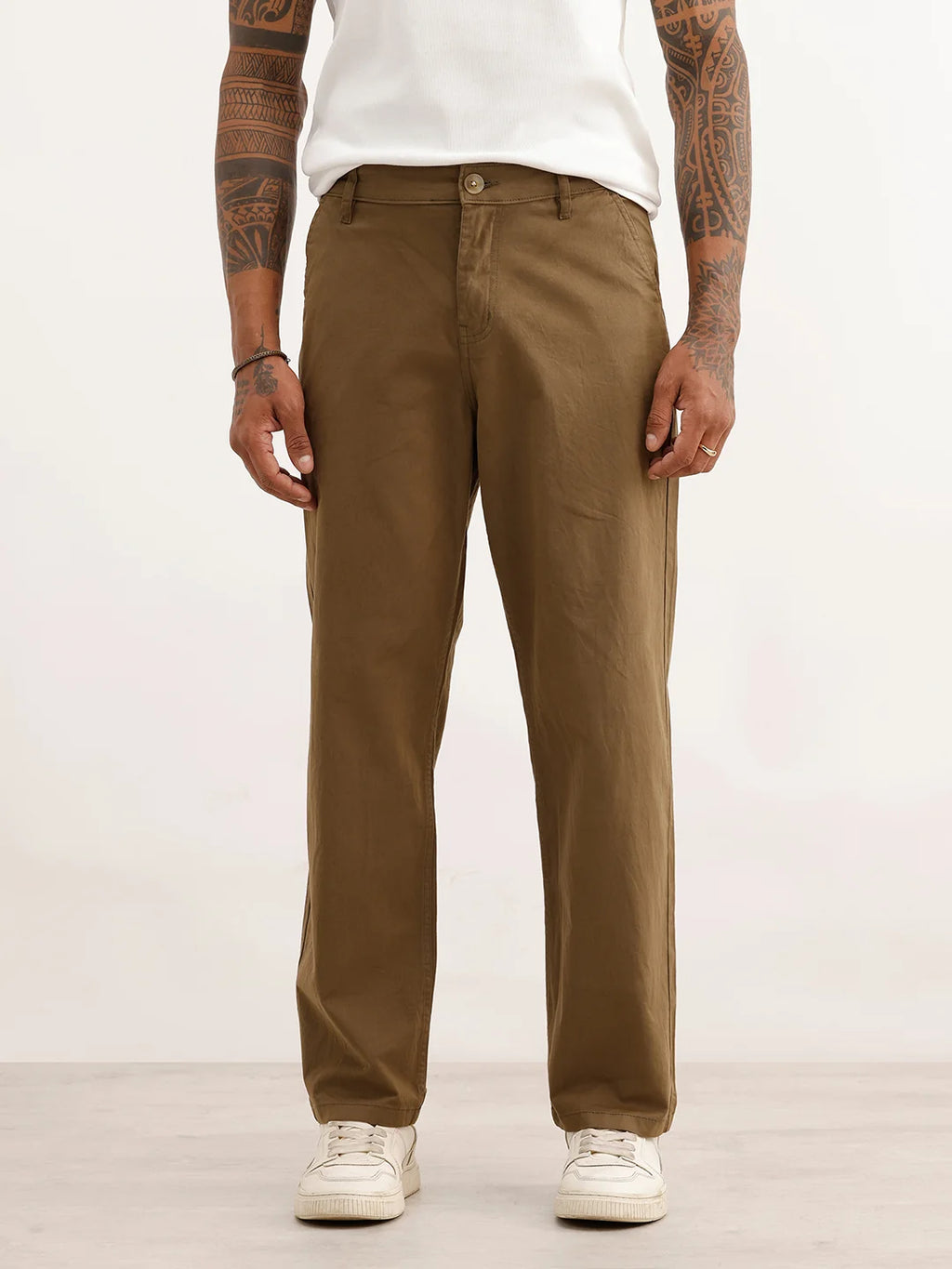 Solid Loose Fit Trouser | Olive