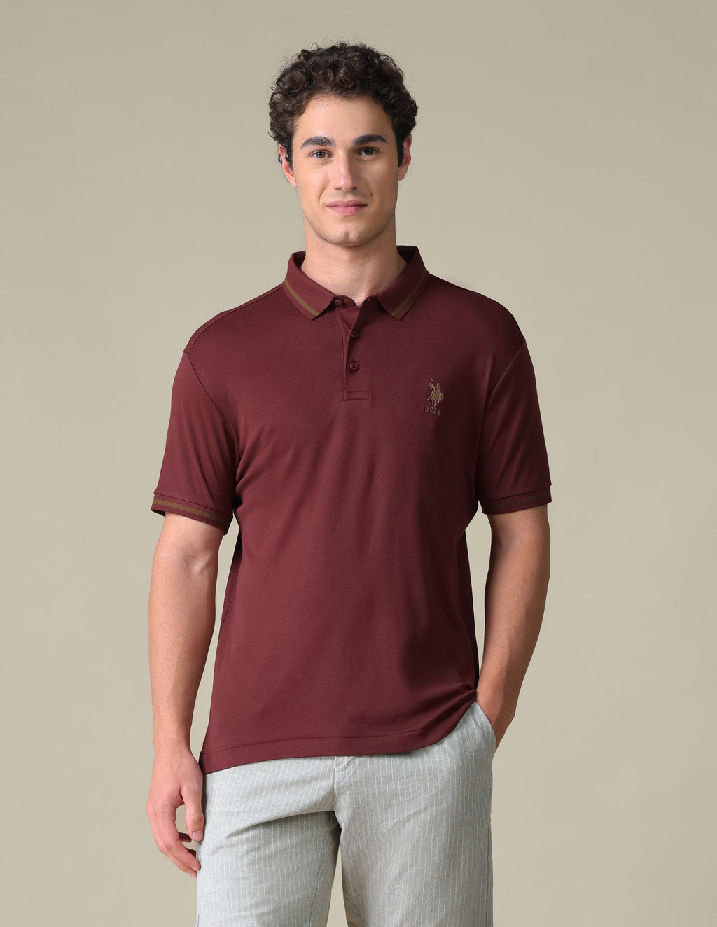 Regular Fit Solid Polo Shirt USP0