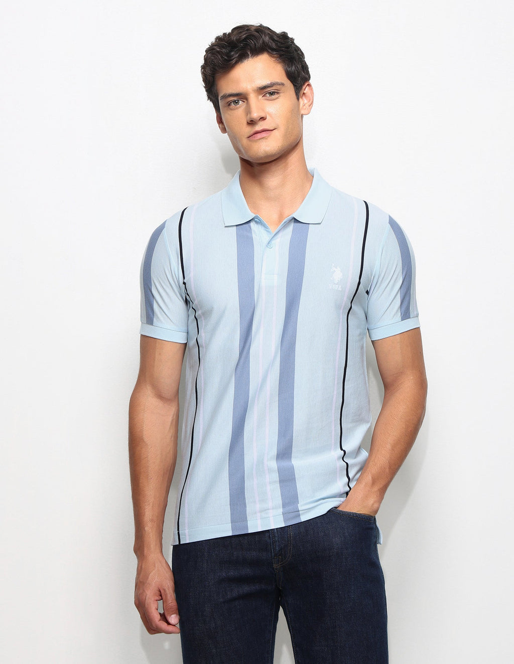 Vertical Striped Slim Fit Polo Shirt USP0