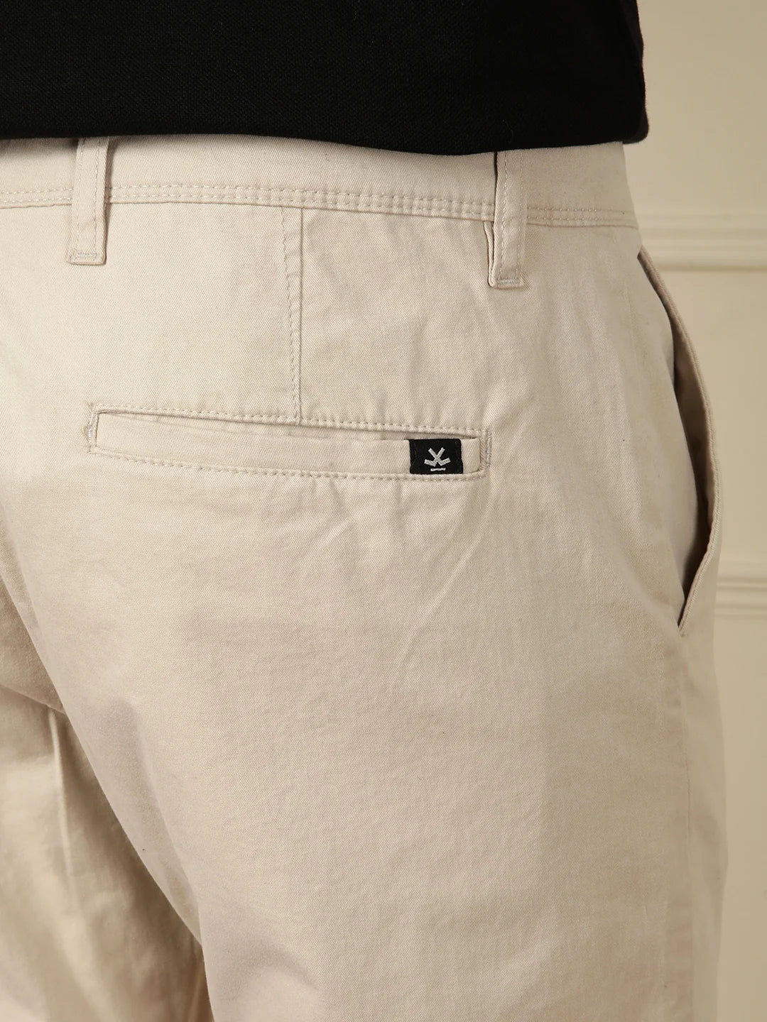 Peached Cotton Slim Fit Trouser | Beige