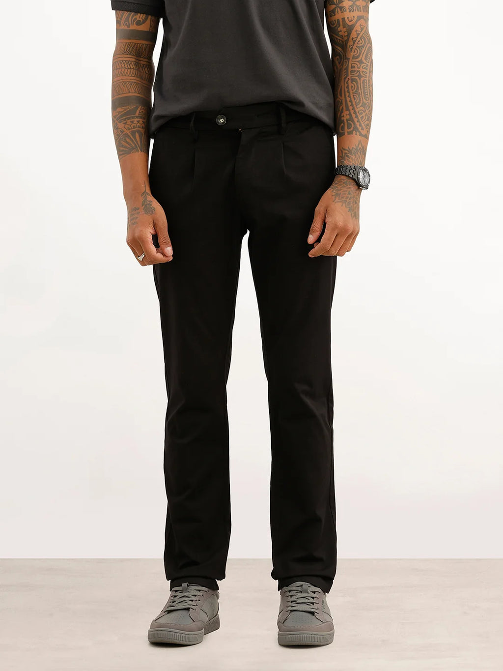 Solid Slim Fit Trouser | Black