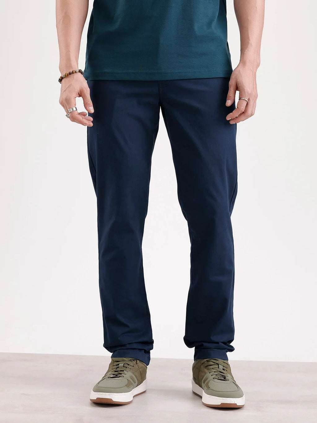 Solid Slim Fit Trouser | Navy Blue