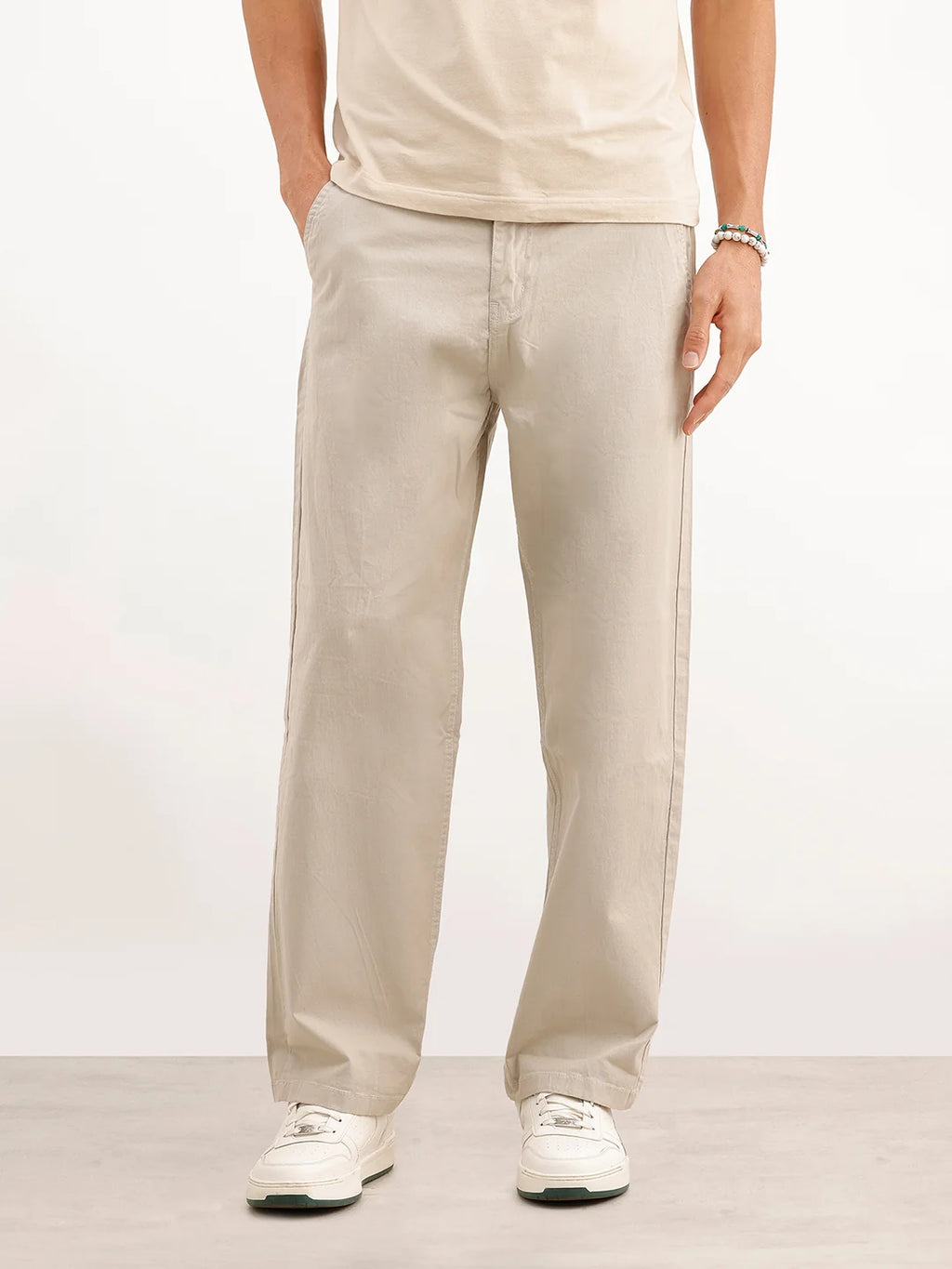 Solid Loose Fit Trouser | Off White