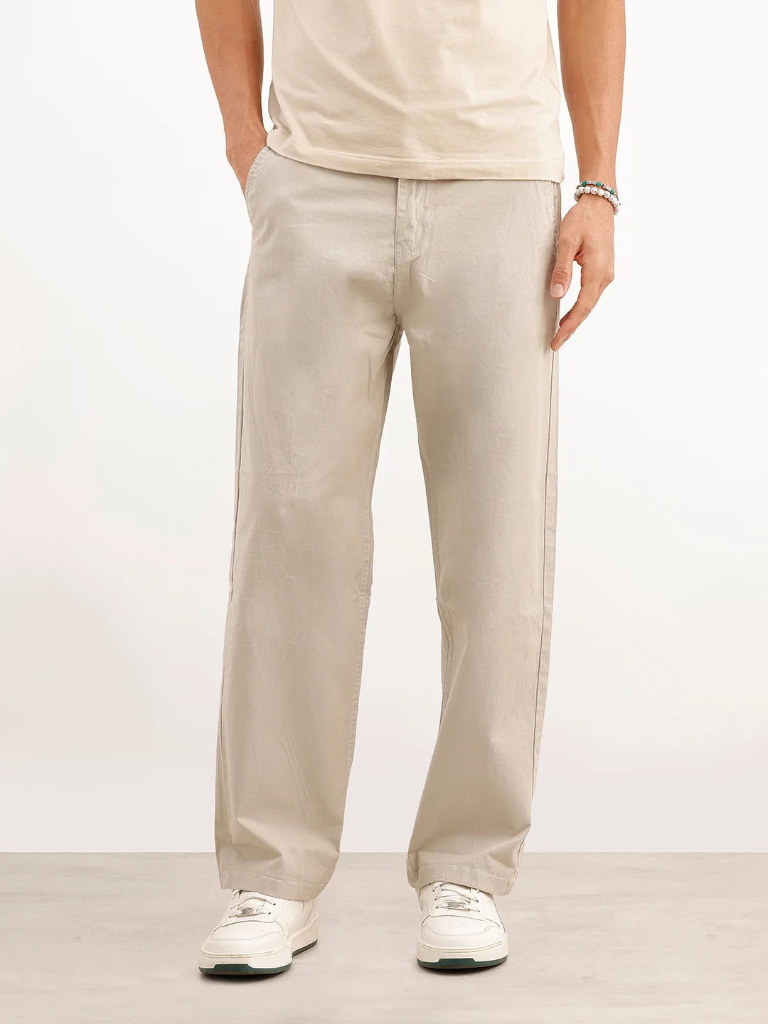 Solid Loose Fit Trouser | Off White